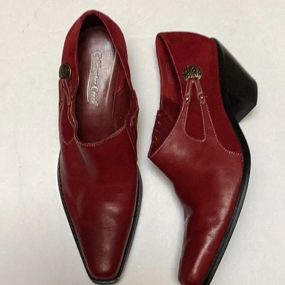 Coldwater Creek Red Leather Suede Point Square Toe Western Ankle Boot Shoes 10 - Picture 2 of 12